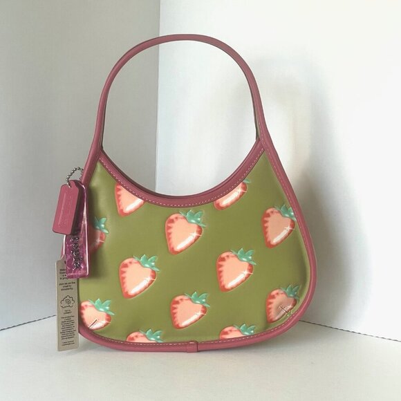 Coach Ergo Bag Coachtopia Leather Strawberry CL757 Sabrina Lau NYC Lime Pink - Picture 12 of 12